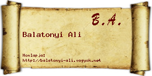 Balatonyi Ali névjegykártya